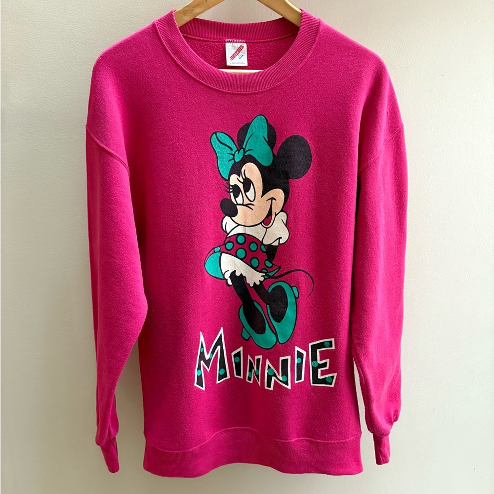 Minnie Mouse VTG early 90s pink Disney Jerzees crewneck M/L Made in USA